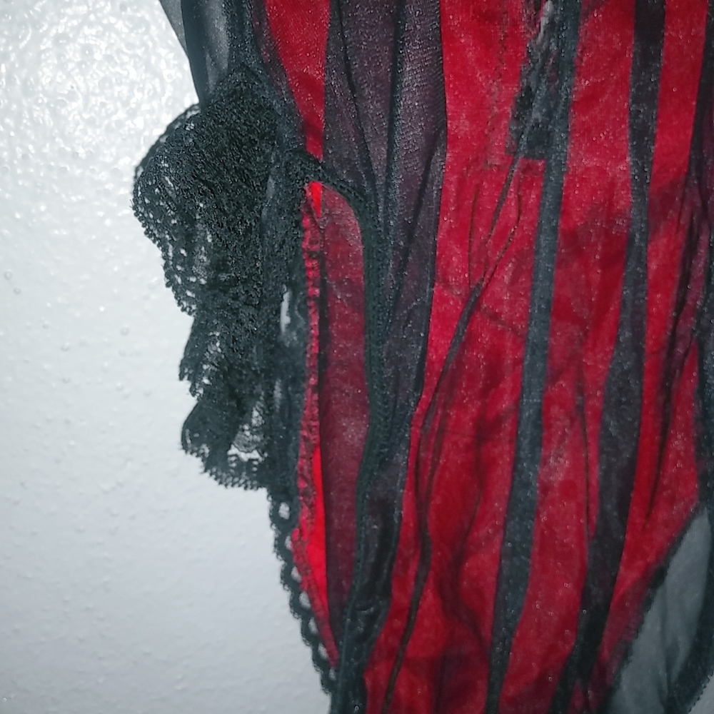 California Dynasty L Underwire Lace Trimmed Ribbon Lace Up Front Teddy Lingerie - Picture 6 of 10